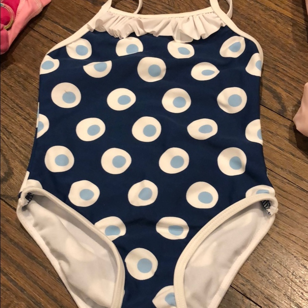 Snapper rock Cute Navy & White Polka Dot One-Piece Swimsuit nwot 3 💦 ☀️